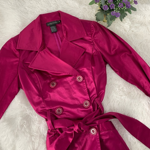 Glossy Belted Trench Coat ~ Double Ruffle Hem 💕 - Picture 4 of 7